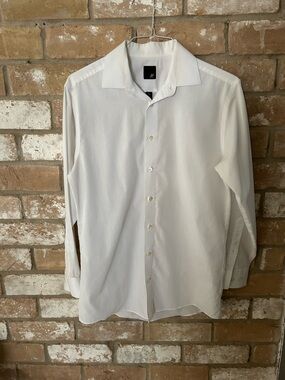 jf j.ferrar Men's White Dress Shirt - Classic Collar. Size Medium.